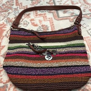 the Sak crochet stripe multiple colored Hobo handbag (nwot) (never used)